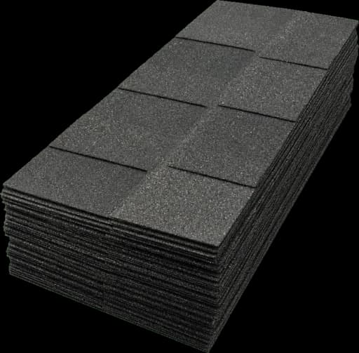 Stacked bundle of thick architectural asphalt roofing shingles