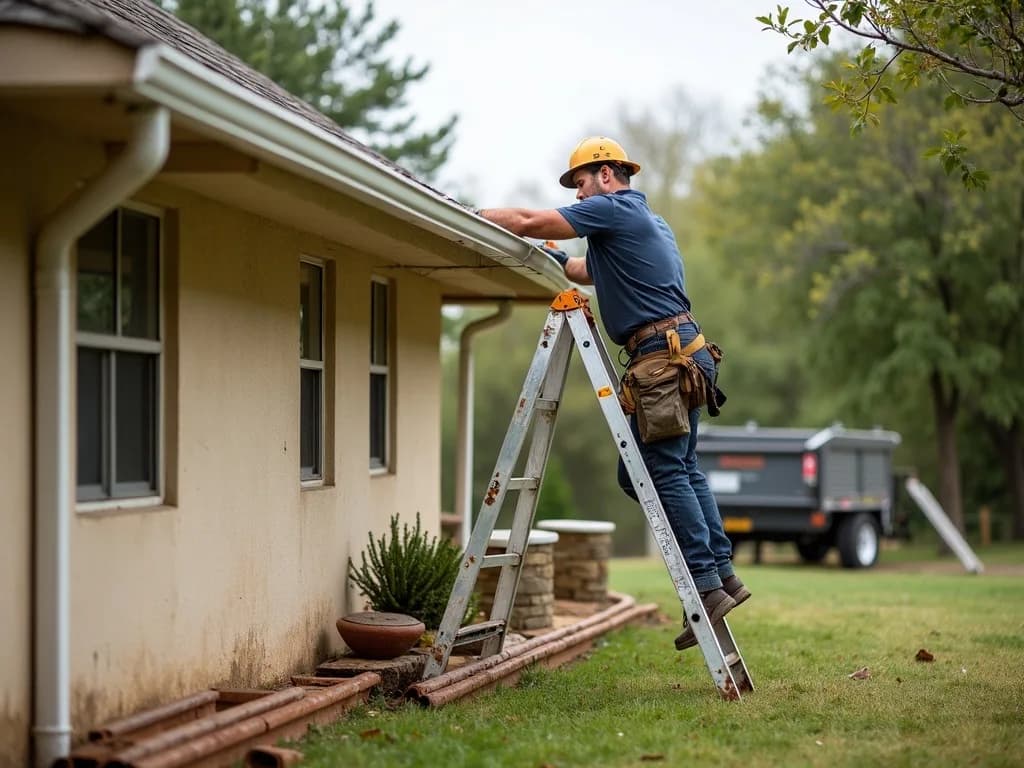 Home with clean new gutter lines on every edge