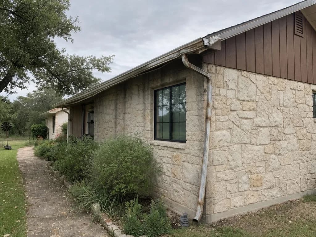 Worn metal gutter channel before replacement
