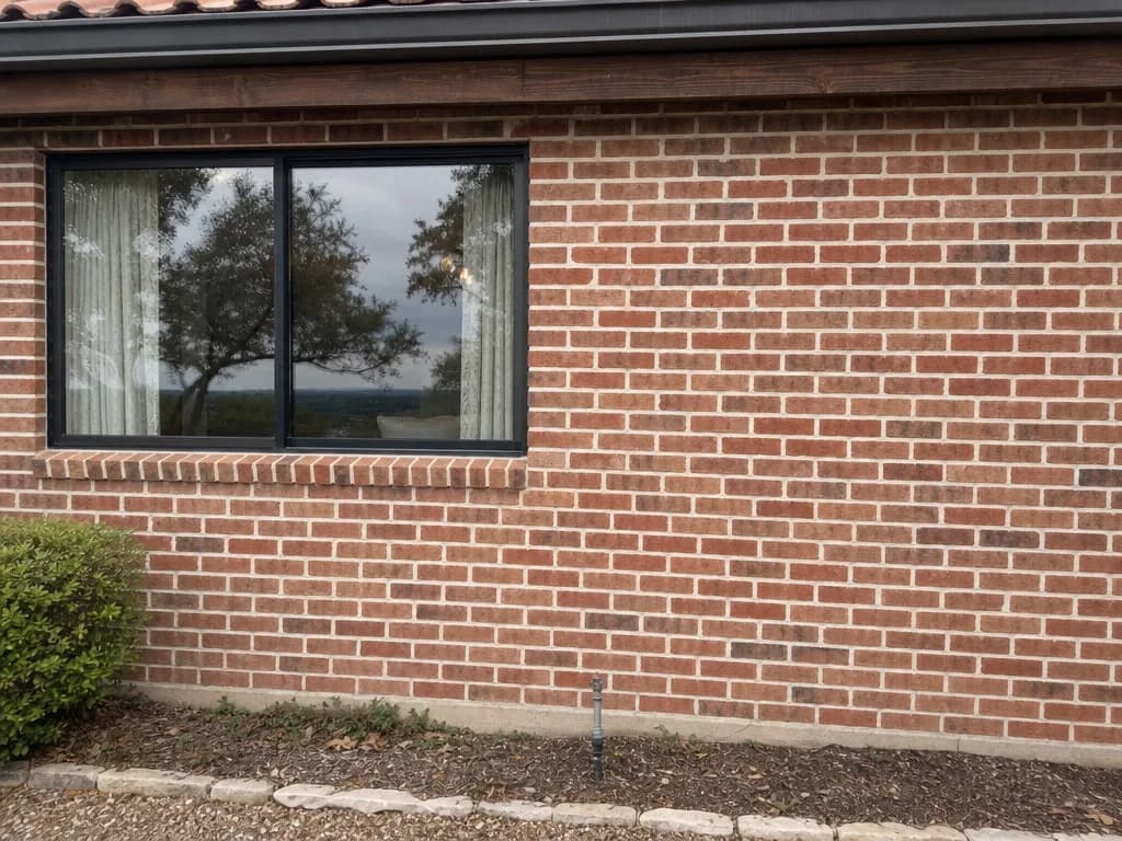 Repointed brick wall with tight, even mortar joints