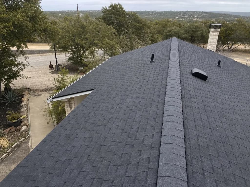 New architectural shingle roof seen from above