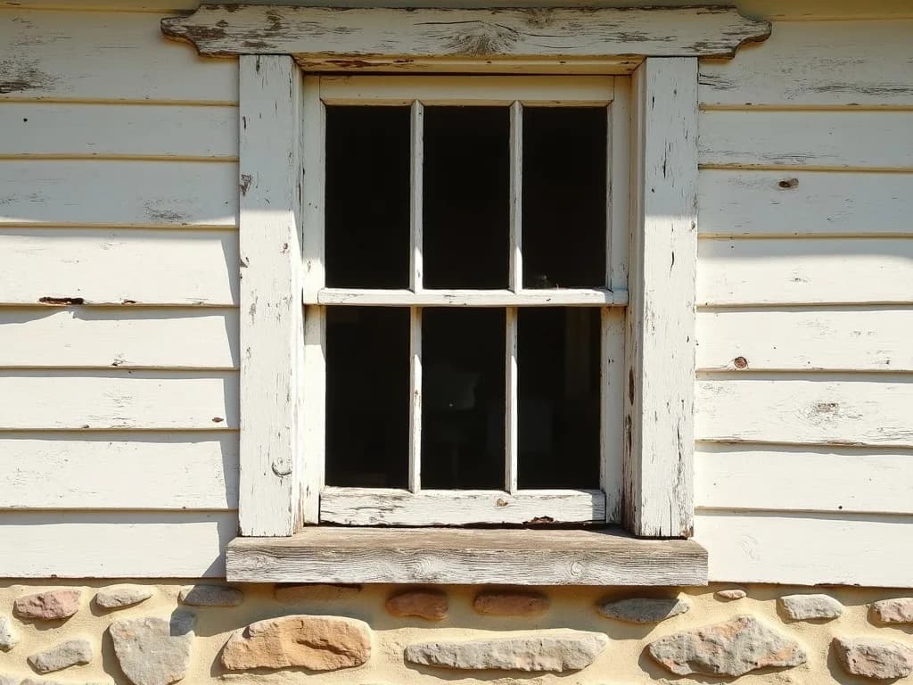 Aging wooden window frame before replacement