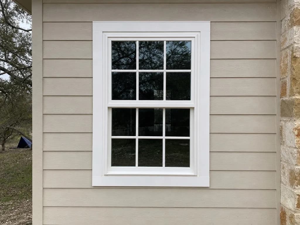 New white multi-pane window set square in its opening